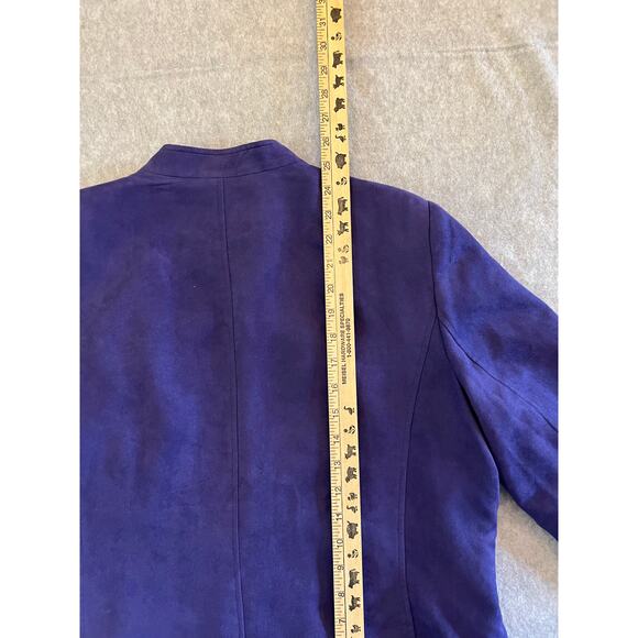 TanJay Blazer Women's Large 14P Purple Embroidered Beaded Accent Full Zip Jacket - Picture 11 of 13